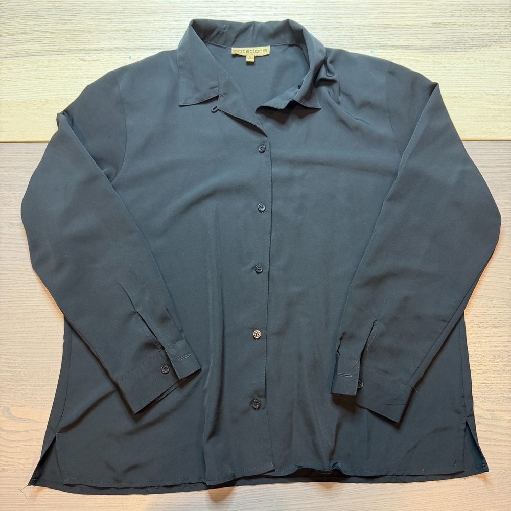 Notations Shirt Women XL Black Dress Shirt